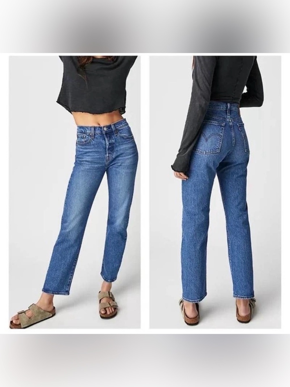 LEVIS Premium Wedgie Straight Jazz Jive Sound Medium Wash Jeans Size 28 EUC